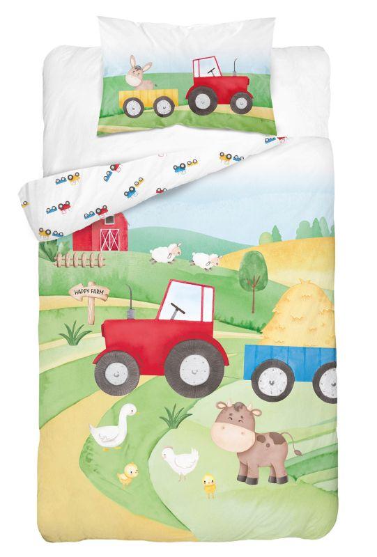 Bambusové obliečky do postieľky Šťastná farma červená 100/135, 40/60