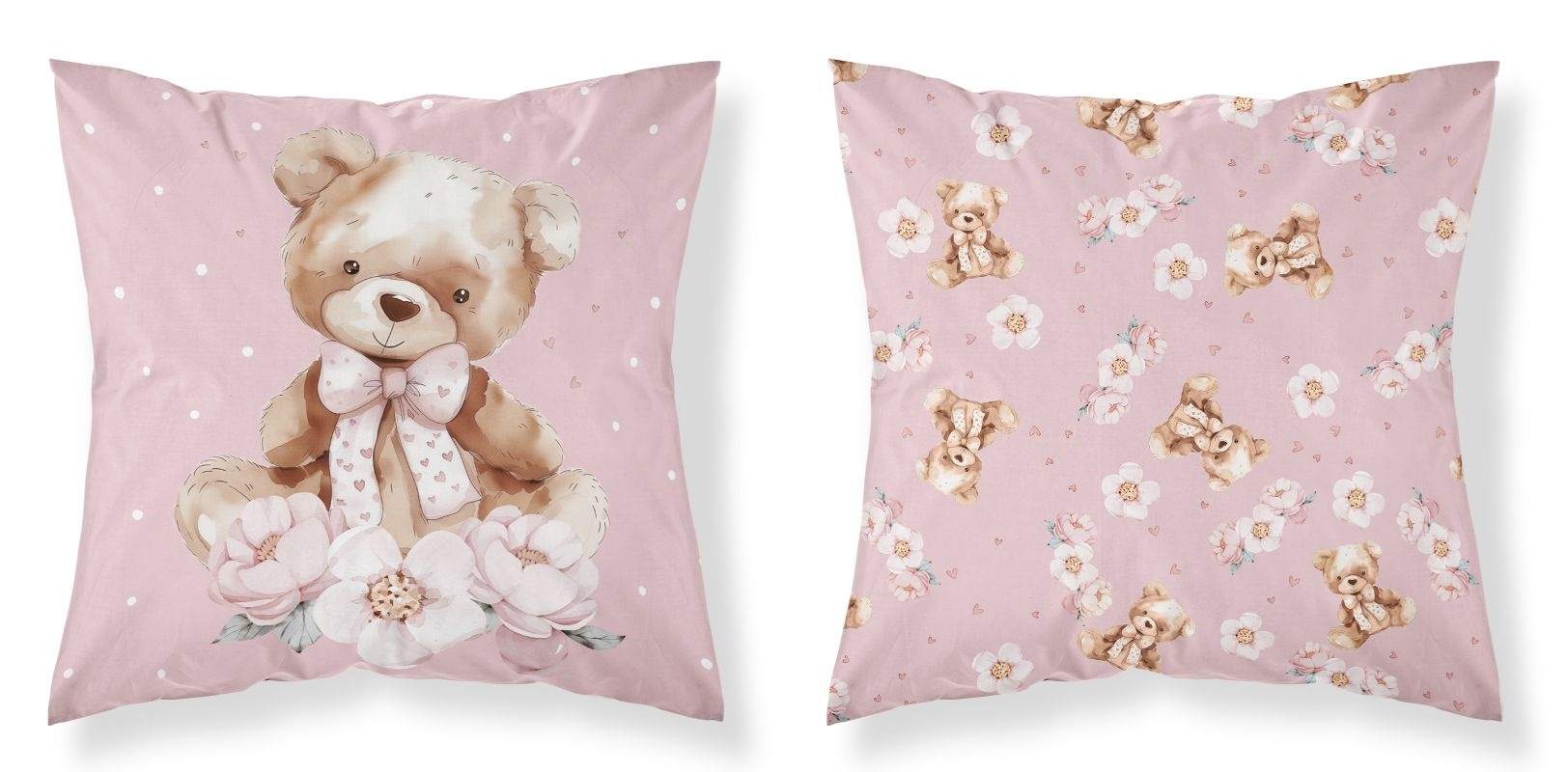 Obliečka na vankúšik Macko mašle 40/40