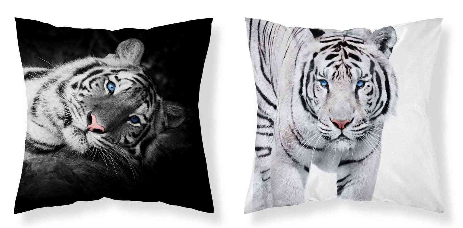 Obliečka na vankúšik Tiger čiernobiela 