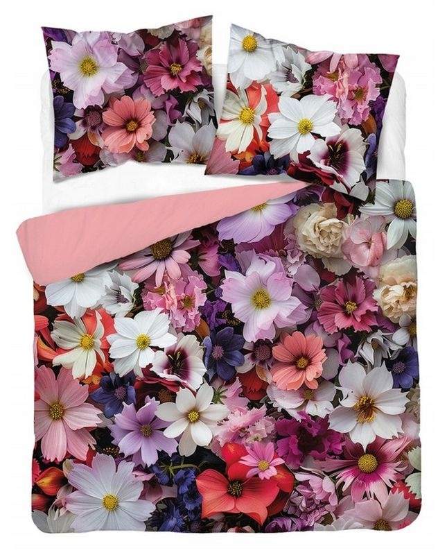 Francúzske obliečky 3D Letné kvety broskyňová micro 220/200, 2x70/80