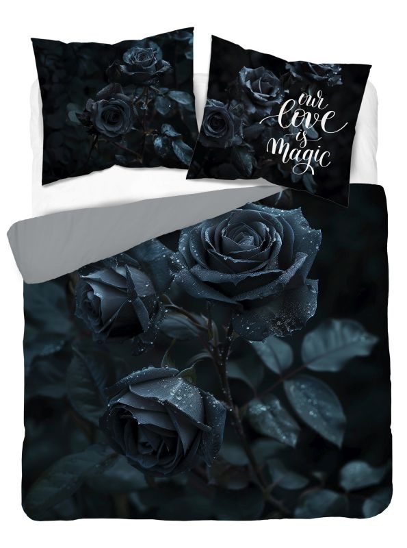 Francúzske obliečky 3D Ruže čierne micro 220/200, 2x70/80