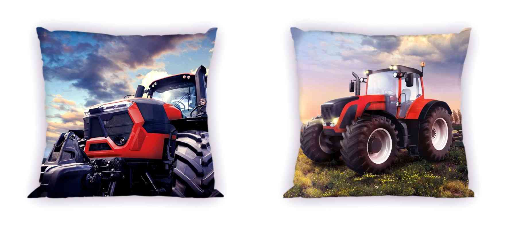 Obliečka na vankúšik Traktor červený
