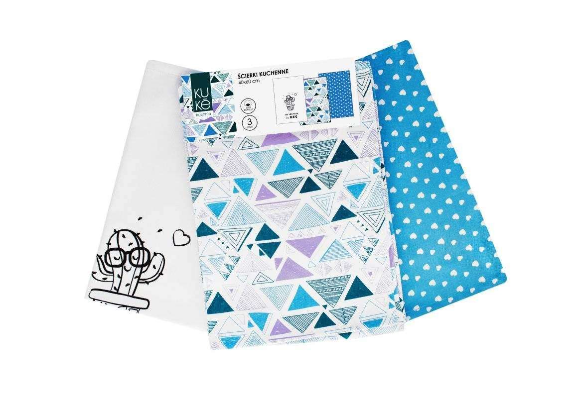 Kuchynské utierky Kuke s potlačou sada 3 ks Kaktus 40/60