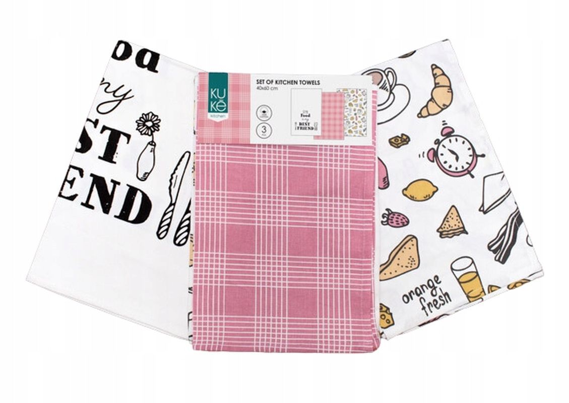 Kuchynské utierky Kuke s potlačou sada 3 ks Raňajky 40/60