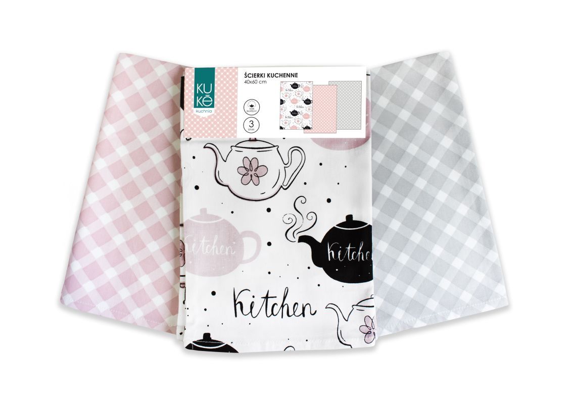 Kuchynské utierky Kuke s potlačou sada 3 ks Kanvica 40/60