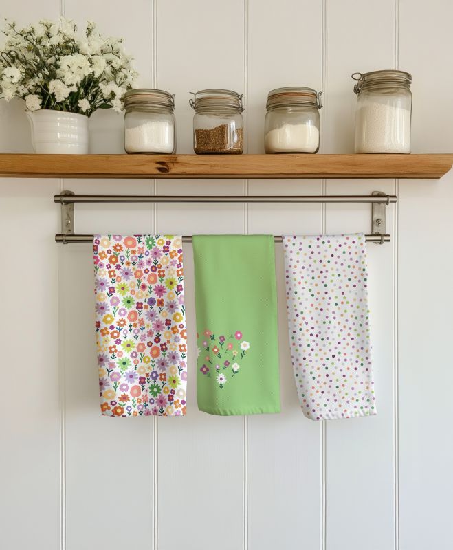 Kuchynské utierky Kuke s potlačou sada 3 ks Kvety 40/60