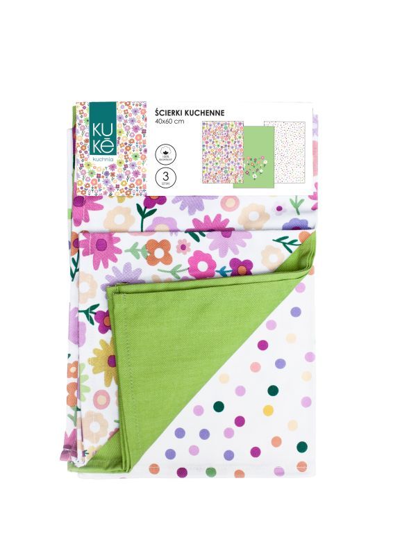 Kuchynské utierky Kuke s potlačou sada 3 ks Kvety 40/60