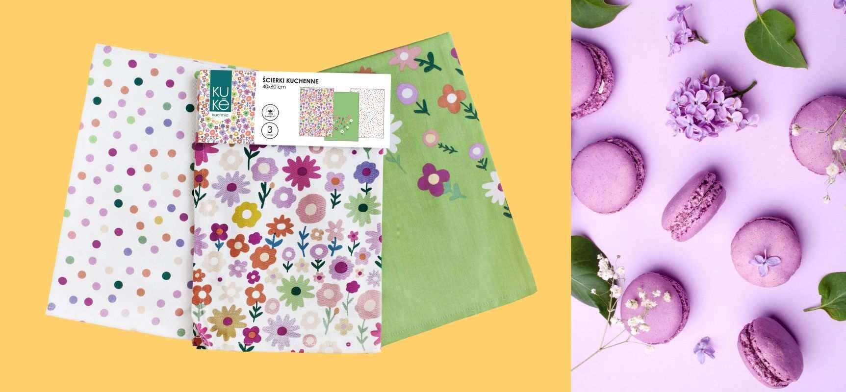 Kuchynské utierky Kuke s potlačou sada 3 ks Kvety 40/60