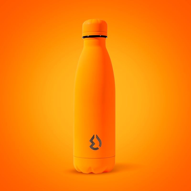 Nerezová termo fľaša na pitie fluo oranžová 500 ml