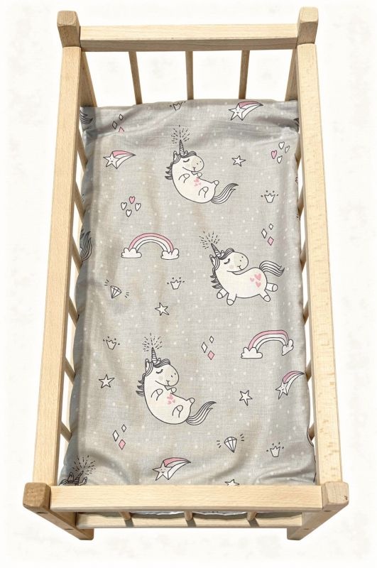 Matrac do postieľky pre bábiky Jednorožec sivá, 50x28 cm