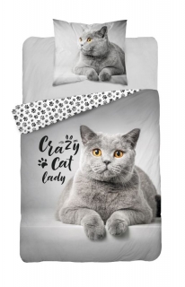 Obliečky mačka Crazy Cat 140/200, 70/80