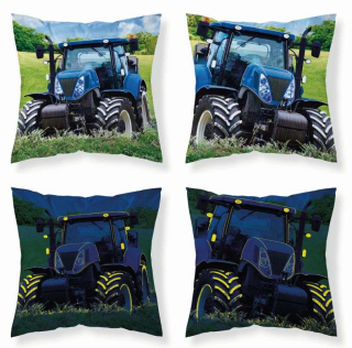 Svietiace obliečka na vankúšik Traktor blue