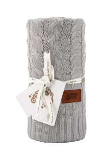 Pletená bavlnená deka do kočíka sivá