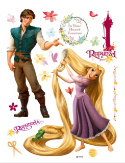 Maxi nálepka na stenu Rapunzel a princ